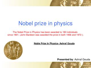 Nobel prize in physics