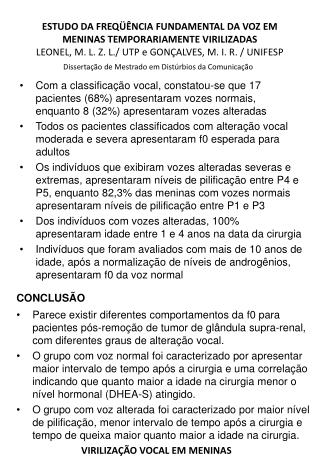 Dissertação de Mestrado em Distúrbios da Comunicação