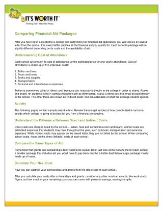 Comparing Financial Aid Packages