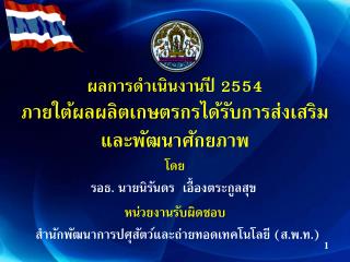 ผลการดำเนินงานปี 2554
