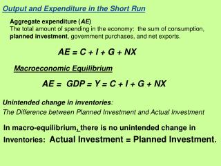 Output and Expenditure in the Short Run