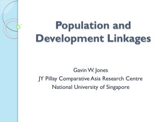 Population and Development Linkages