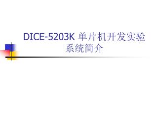 DICE-5203K 单片机开发实验系统简介