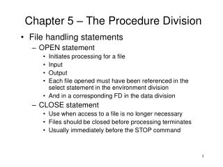 Chapter 5 – The Procedure Division