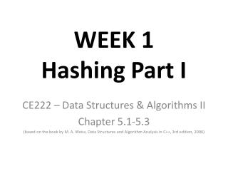 WEEK 1 Hashing Part I