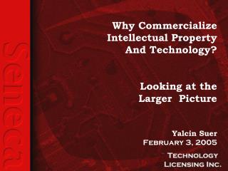 Why Commercialize Intellectual Property And Technology? Looking at the Larger Picture