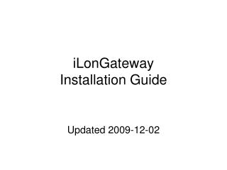 iLonGateway Installation Guide