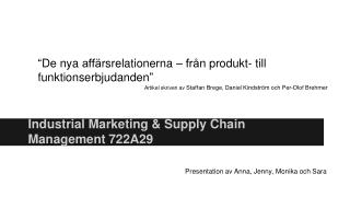 Industrial Marketing &amp; Supply Chain Management 722A29