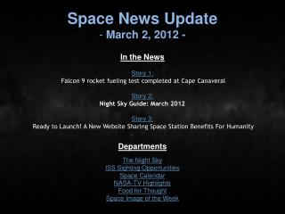 Space News Update March 2, 2012 -