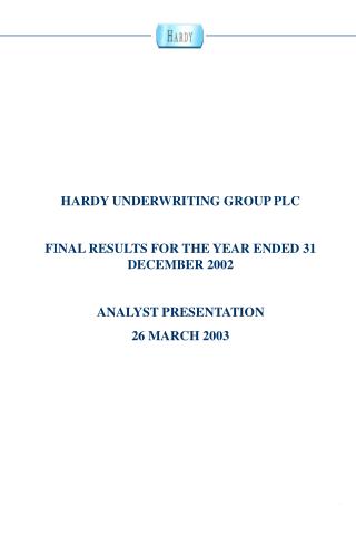 HARDY UNDERWRITING GROUP PLC FINAL RESULTS FOR THE YEAR ENDED 31 DECEMBER 2002