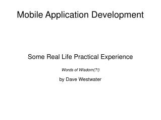 Mobile Application Development