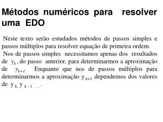 Métodos numéricos para resolver uma EDO