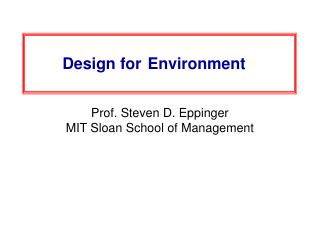 Design for	 Environment