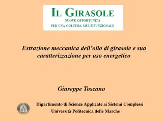 Giuseppe Toscano 	Dipartimento di Scienze Applicate ai Sistemi Complessi