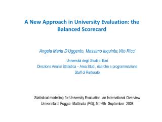 A New Approach in University Evaluation: the Balanced Scorecard