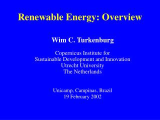 Renewable Energy: Overview