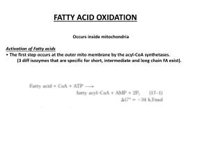 Activation of Fatty acids