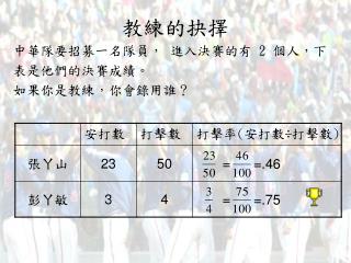 教練的抉擇