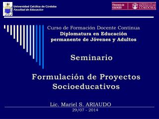 Seminario Formulación de Proyectos Socioeducativos