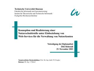 Technische Universität Ilmenau Fakultät für Informatik und Automatisierung