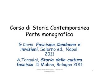 Corso di Storia Contemporanea Parte monografica