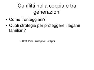 Conflitti nella coppia e tra generazioni