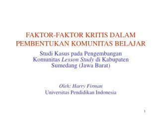 FAKTOR-FAKTOR KRITIS DALAM PEMBENTUKAN KOMUNITAS BELAJAR