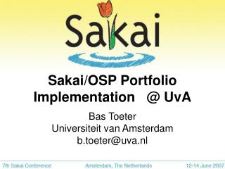 Sakai/OSP Portfolio Implementation @ UvA