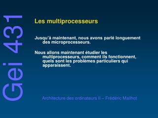 Les multiprocesseurs