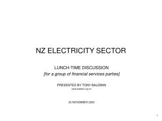 NZ ELECTRICITY SECTOR