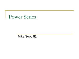Power Series