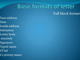 Basic formats of letter