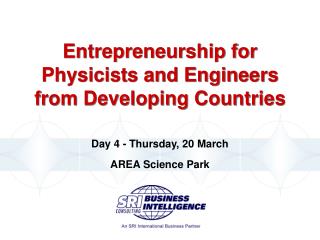 Entrepreneurship for Physicists and Engineers from Developing Countries