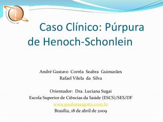 Caso Clínico: Púrpura de Henoch-Schonlein