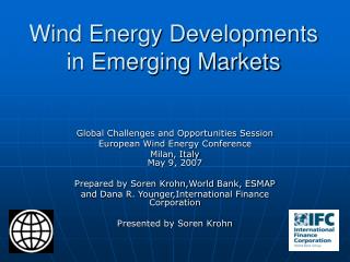 Wind Energy Developments in Emerging Markets