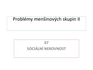 Problémy menšinových skupin II
