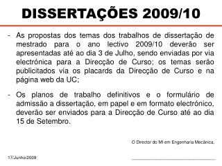 DISSERTAÇÕES 2009/10