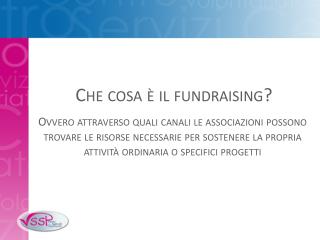 Che cosa è il fundraising?