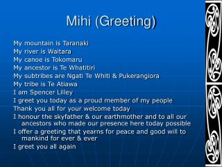 Mihi (Greeting)