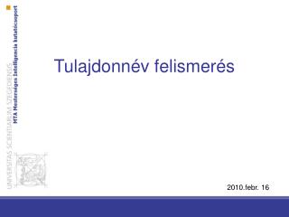 Tulajdonnév felismerés