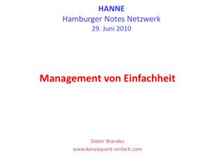 HANNE Hamburger Notes Netzwerk 29. Juni 2010