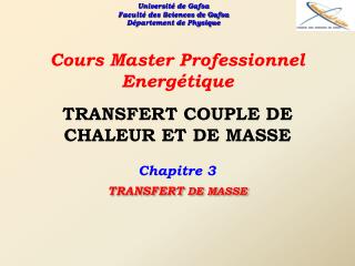 TRANSFERT COUPLE DE CHALEUR ET DE MASSE