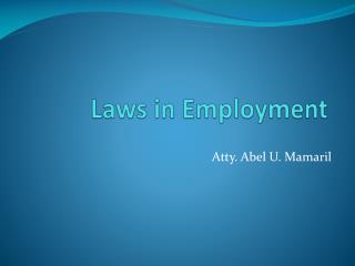 Laws in Employment