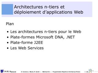 Architectures n-tiers et déploiement d’applications Web