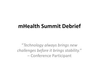 mHealth Summit Debrief