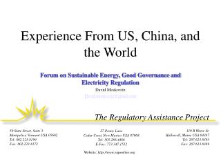 Experience From US, China, and the World