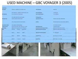 USED MACHINE – GBC VOYAGER 3 (2005)