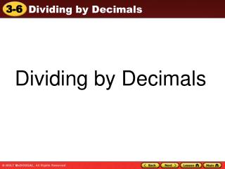 Dividing by Decimals