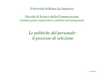 Le politiche del personale: il processo di selezione