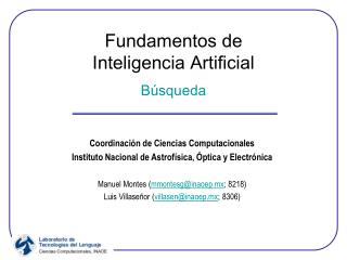 Fundamentos de Inteligencia Artificial Búsqueda